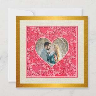 Carte Coeurs floraux rouges et roses élégants Saint-Vale