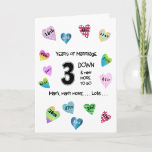 Carte Coeurs heureux 3e anniversaire
