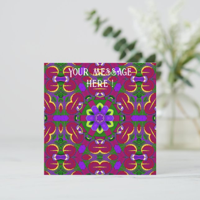 Carte Cœurs kaléidoscope - Hearts painting kaleidoscope  (Debout devant)