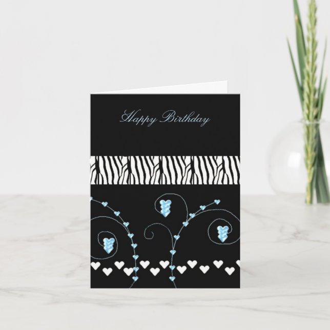 Carte Coeurs Motifs d'animaux noirs Anniversaire (Devant)