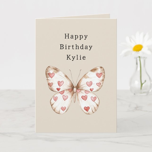 Carte Coeurs papillons Anniversaire (Petite plante)