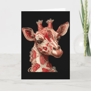 Carte Cœurs Patchwork Fantaisistes Girafe Romantique