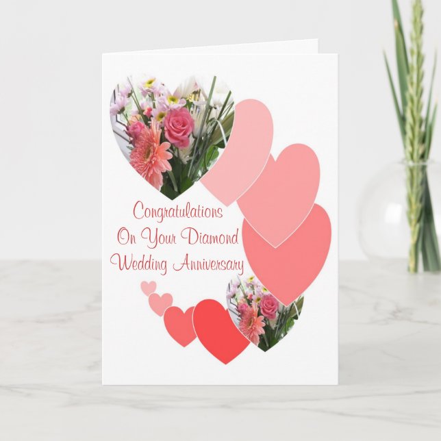 Carte Coeurs Personnalisé 60e anniversaire de Mariage (Devant)