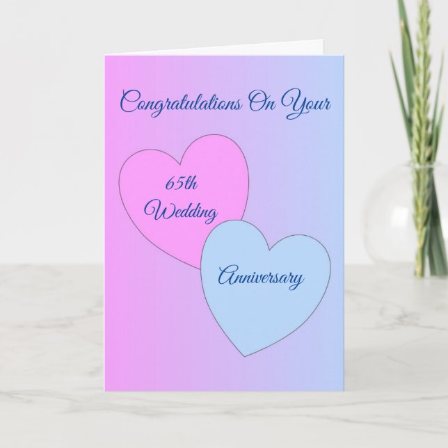 Carte Coeurs Personnalisé 65e anniversaire de Mariage (Devant)
