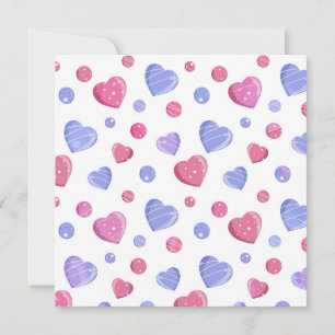 Carte Coeurs roses et bleus sur un arrière - plan blanc.