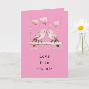 Carte Cœurs roses oiseaux d'amour