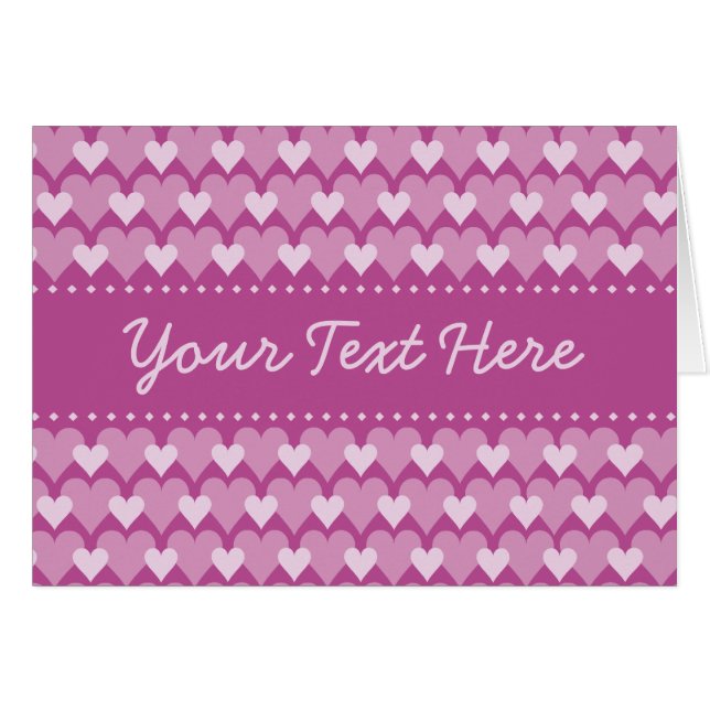 Carte Coeurs roses, personnaliser (Devant Horizontal)