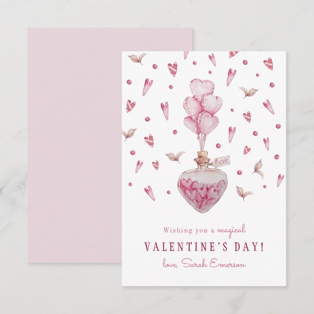 Carte Coeurs roses Salle de classe de la Saint-Valentin (Devant / Derrière)