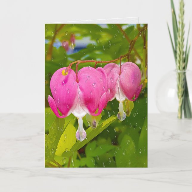 Carte Coeurs Saignants Roses Avec Arroses (Devant)