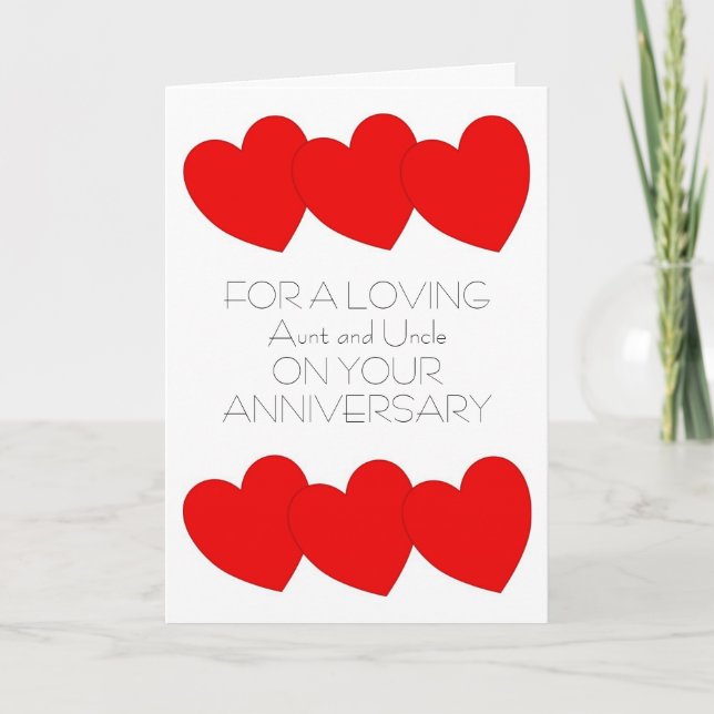 Carte Coeurs Tante Oncle Mariage personnalisé Anniversai (Devant)