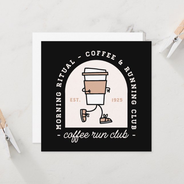 Carte Coffee and running lovers run club funny (Devant/Arrière en situation)