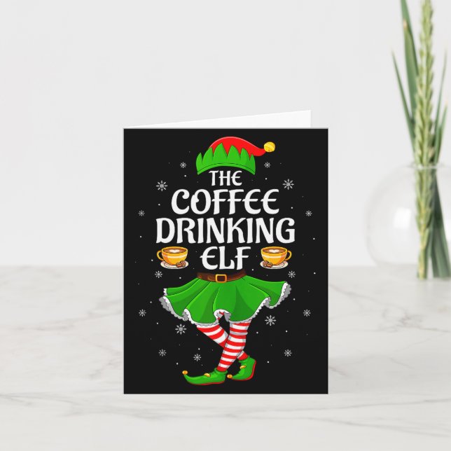 Carte Coffee Drinking Elf Christmas Girls Women Elf Squa (Devant)