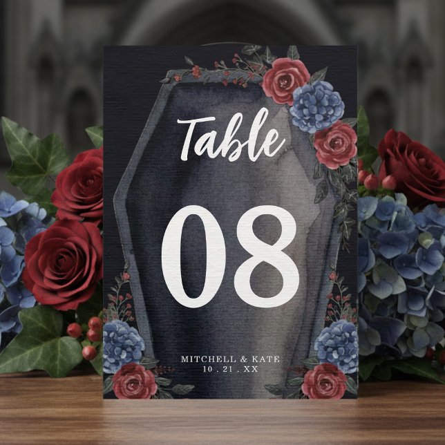 Carte Coffin Floral Gothic Wedding Table Number (Créateur téléchargé)