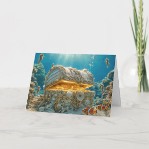 Carte Coffret de trésor en coquillages d'anniversaire av