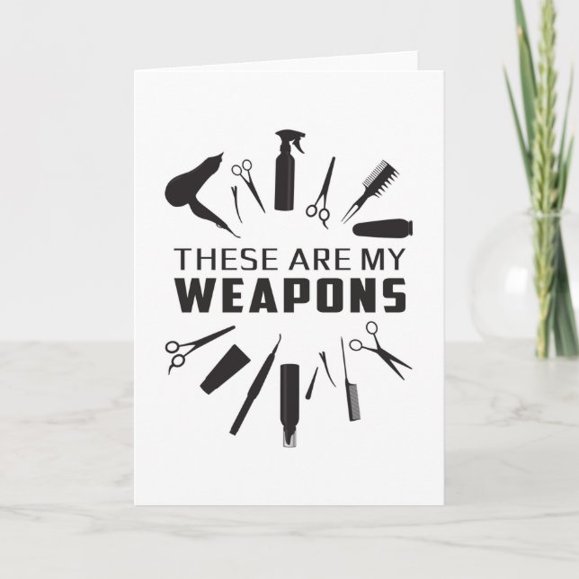 Carte Coiffeur Liste de cheveux Barber Armes drôle Cadea (Devant)