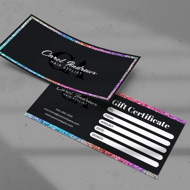 Carte Coiffeur Moderne Paillettes Arc-en-Ciel (Créateur téléchargé)