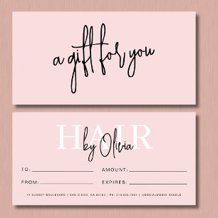 Carte Coiffeuse rose pâle Certificats cadeaux
