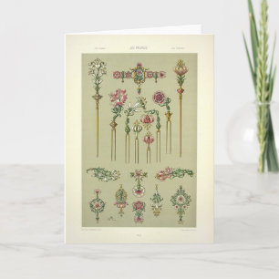 Carte Coiffures florales Art nouveau pierres victorienne