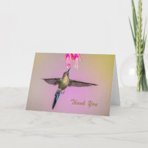 Carte Colibri avec Merci à longue queue