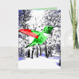 Carte Colibri de Noël 