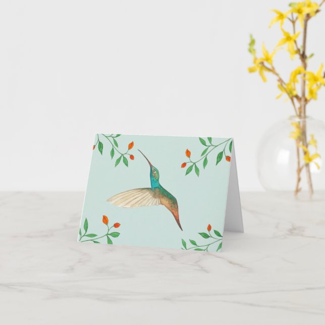 Carte Colibri et fleurs (Fleur jaune)