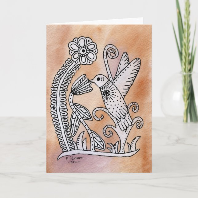 Carte Colibri, style écorce mexicaine (Devant)