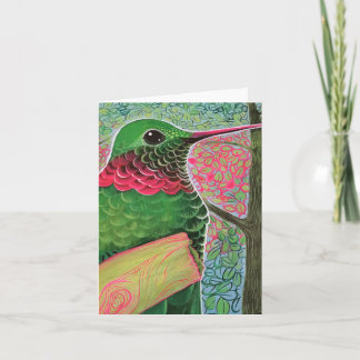 Carte Colibri sur branche jaune