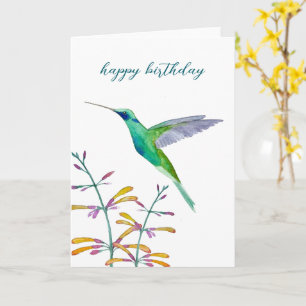 Carte Colibris et fleurs
