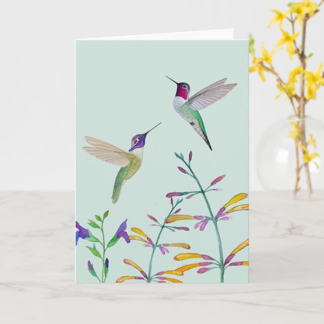 Carte Colibris et Fleurs (Fleur jaune)