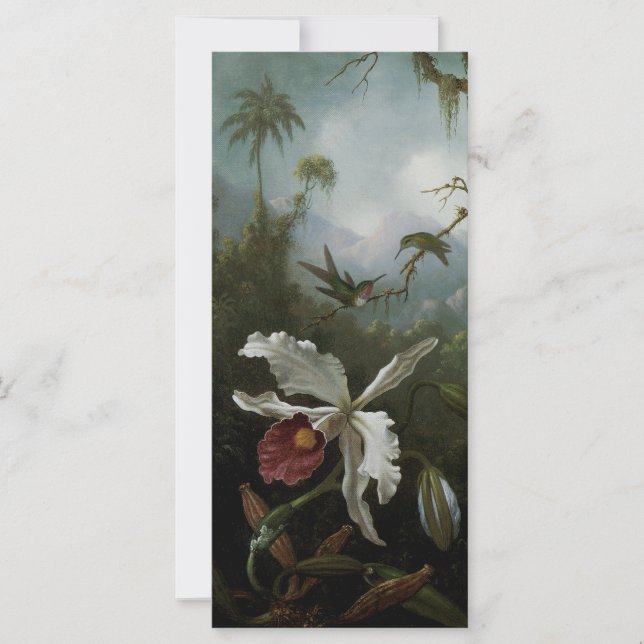 Carte Colibris et orchidée blanche par Martin J. Heade (Devant)