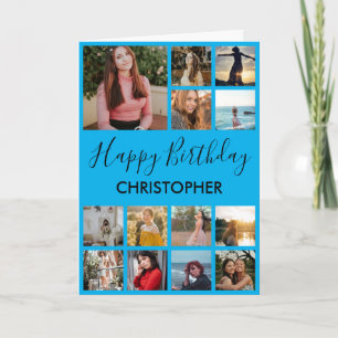 Carte Collage Anniversaire 13 Photos Bleu