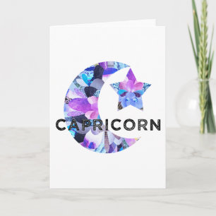Carte Collage Artistique Lune Croissante Étoile Capricor