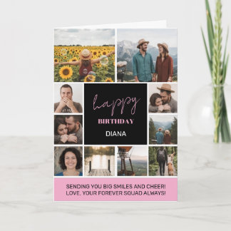 Carte Collage d'anniversaire simple avec une grille de 1