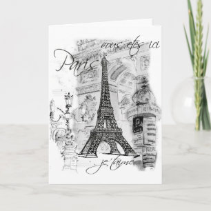 Carte Collage de la Tour Eiffel à Paris