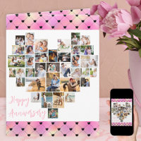 Collage de photos de coeur Pink Love Hearts Annive