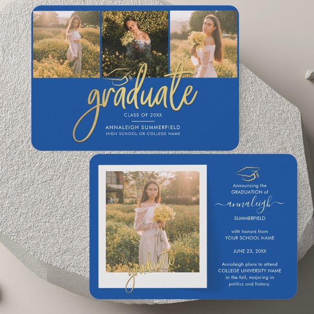 Carte Collage de photos de fin d'études 2024 Grad Faire- (Graduation Photo Collage 2025 Grad Announcement Note Card)