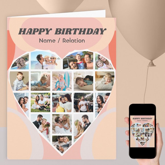 Carte Collage de photos du coeur Personnalisé Super Anni (Créateur téléchargé)