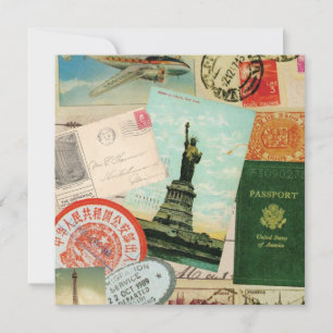 Carte collage de voyage vintage moderne