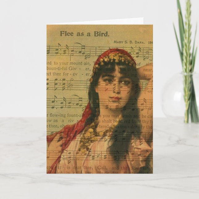 Carte Collage Flee en tant que musique d'oiseaux (Devant)