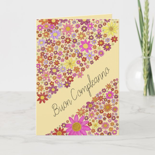 Carte collage Fleur d'anniversaire italien (Devant)