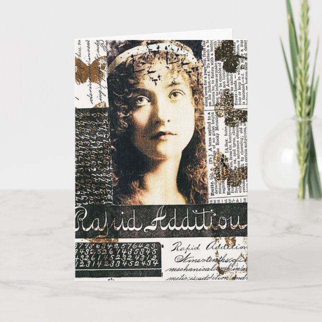 Carte Collage Médiatique Mélange Avec Jolie Dame (Devant)