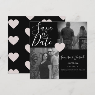 Carte Collage photo couleur rose coeur simple