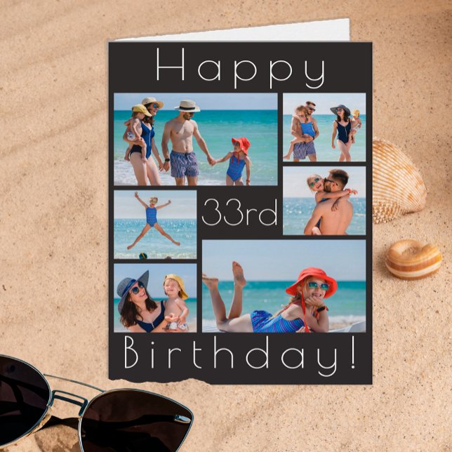 Carte Collage photo d'anniversaire personnalisée - (Any age photo collage birthday card)