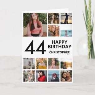 Carte Collage photo de 44e anniversaire 13 photos noir b