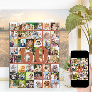 Carte Collage photo de 60e ou tout âge Gros anniversaire