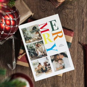 Carte Collage photo de Noël   Joyeux coloré