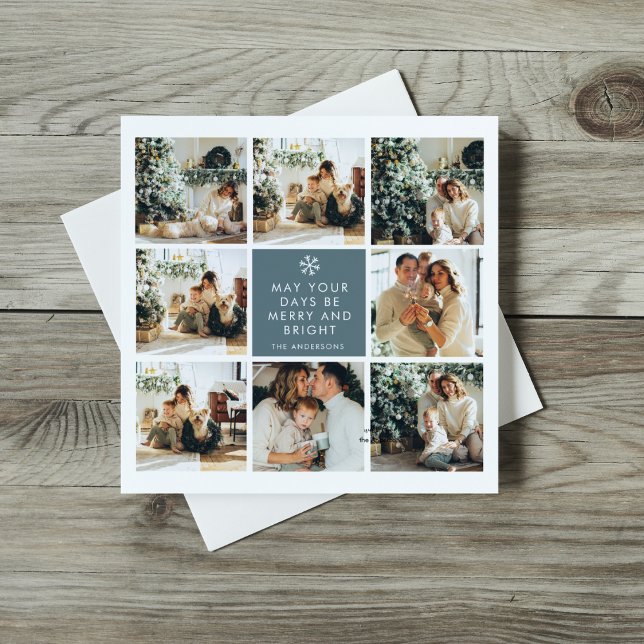 Carte Collage photo de Noël | Joyeux Noël | Bleu (Créateur téléchargé)