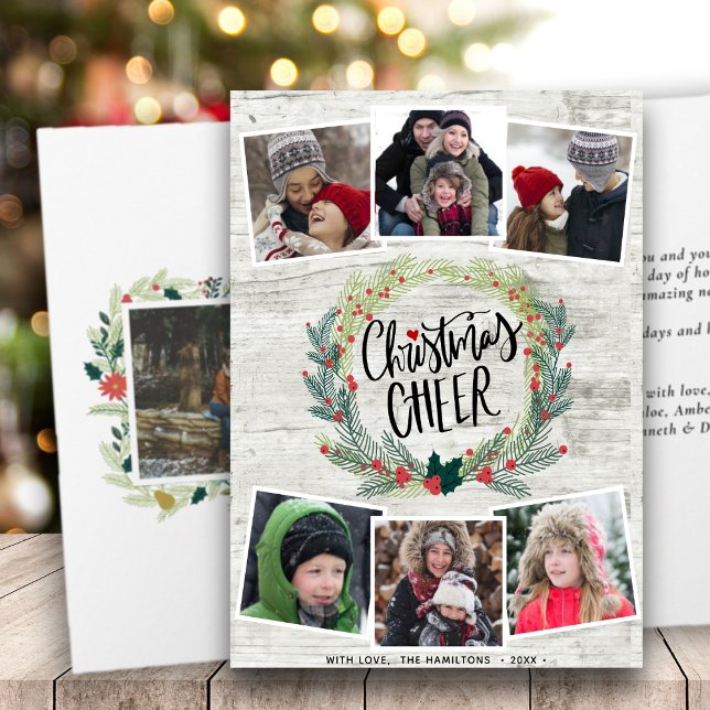 Carte Collage photo en bois blanc rustique (Créateur téléchargé)