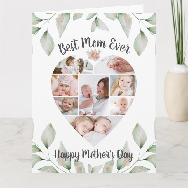 Carte Collage photo en forme de coeur Meilleure maman ja (Devant)