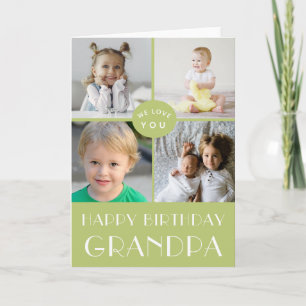 Carte Collage photo Green Happy Birthday Grand-pèr